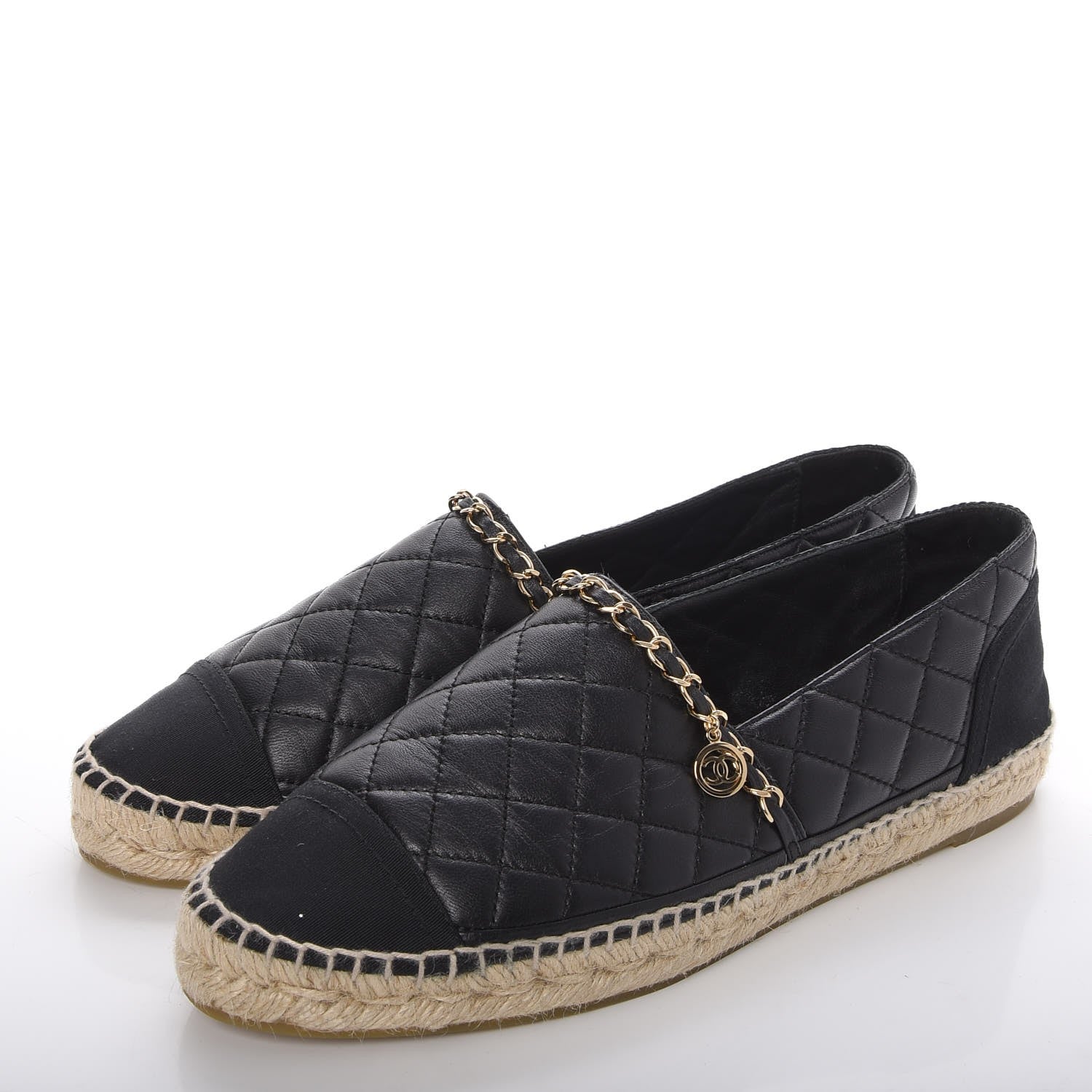Chanel Lambskin Quilted CC Chain Espadrilles 41 Black 3 of 10