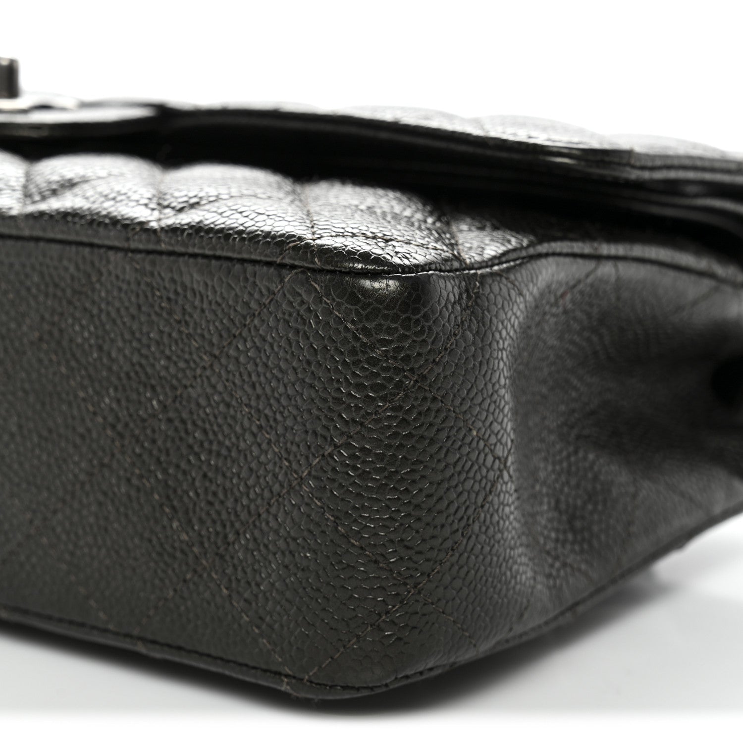 Chanel Metallic Caviar Quilted Medium Double Flap Dark Charcoal 10 of 12