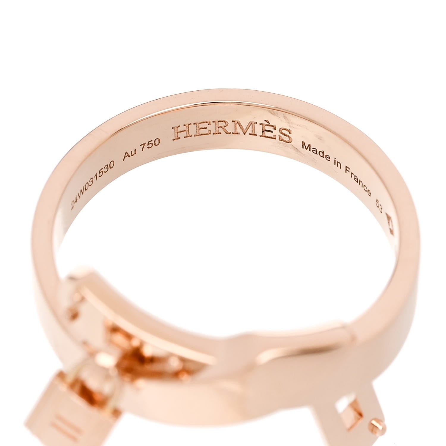 Hermes 18K Rose Gold Kelly Gavroche Ring 53 6.25 4 of 5