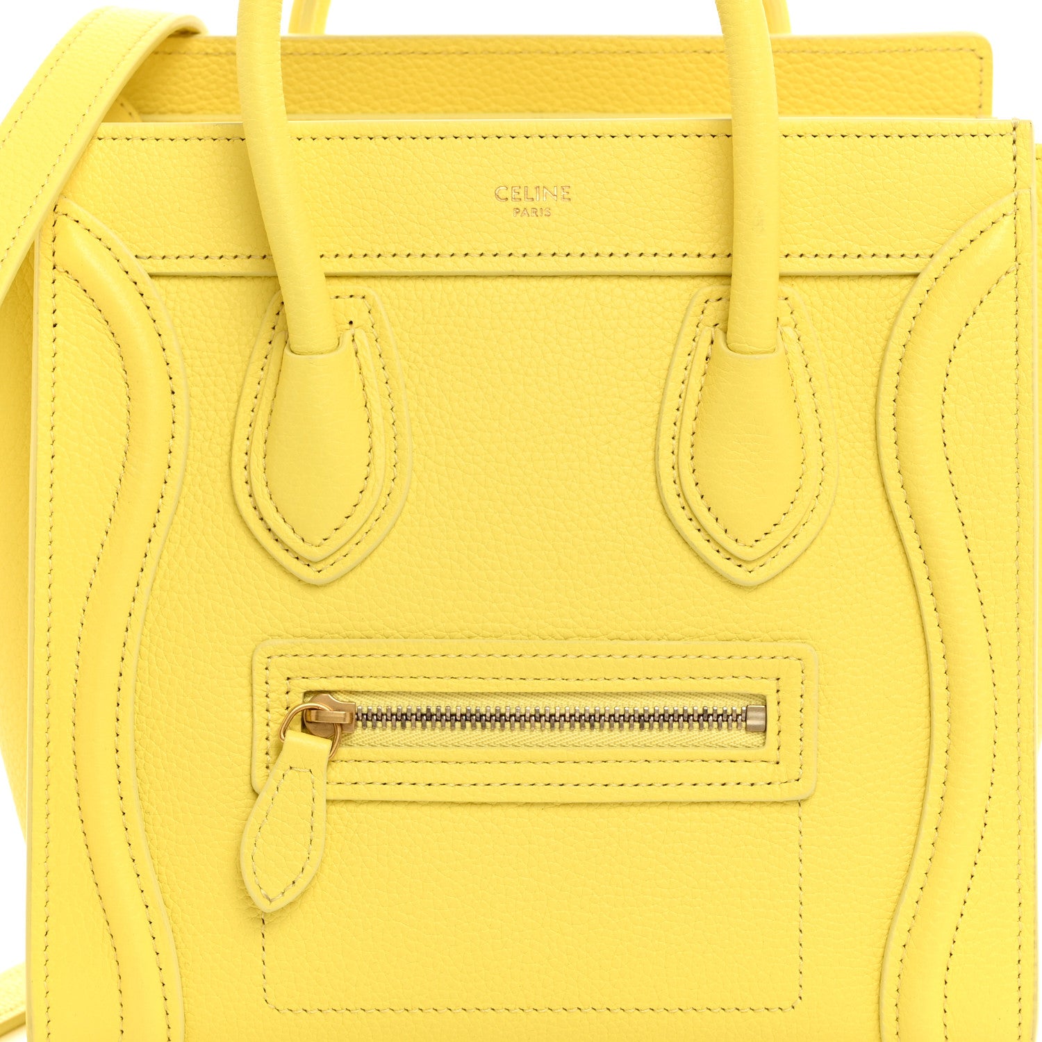 Celine Drummed Calfskin Nano Luggage Acacia 9 of 11