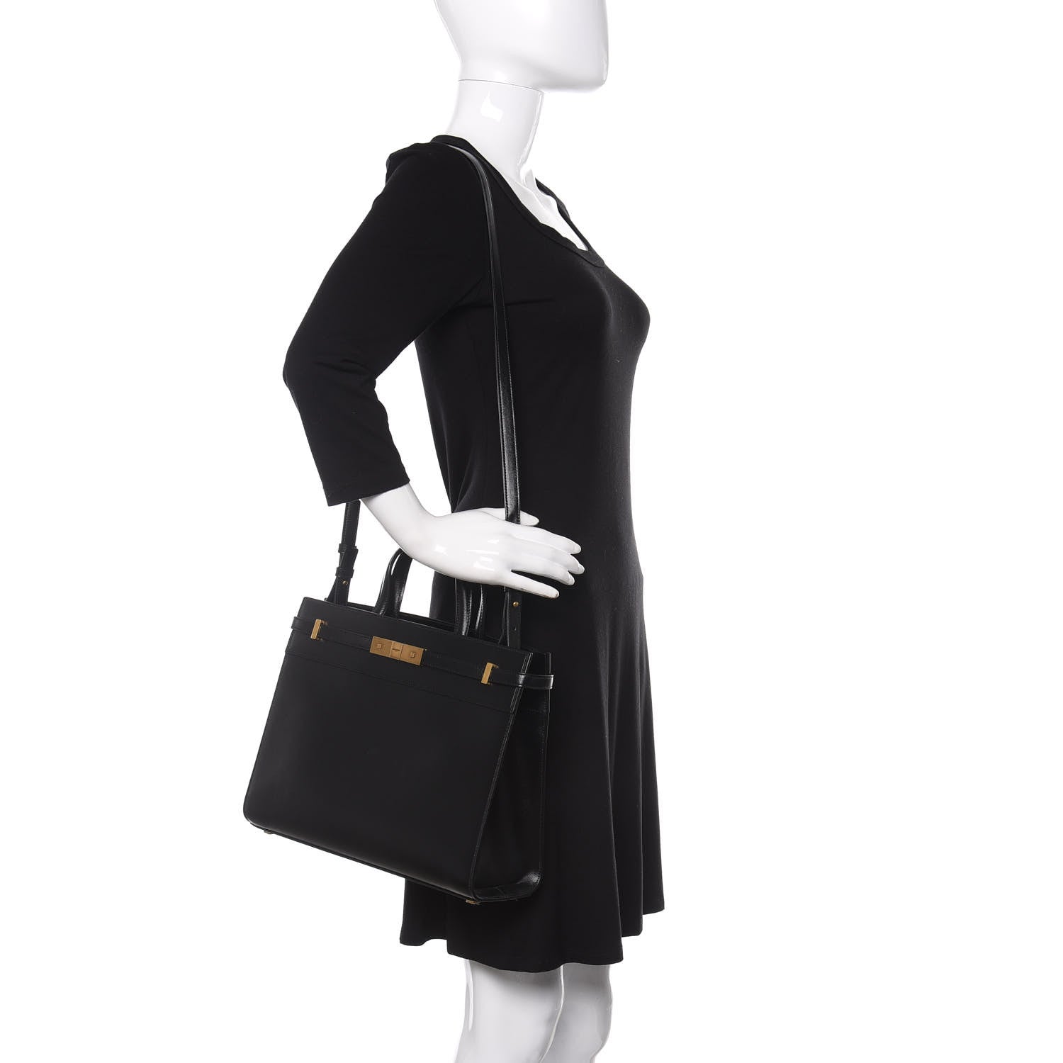 Saint Laurent Calfskin Small Manhattan Shopper Tote Black 2 of 12
