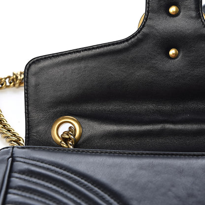 Gucci Calfskin Matelasse Small GG Marmont Shoulder Bag Black 8 of 12