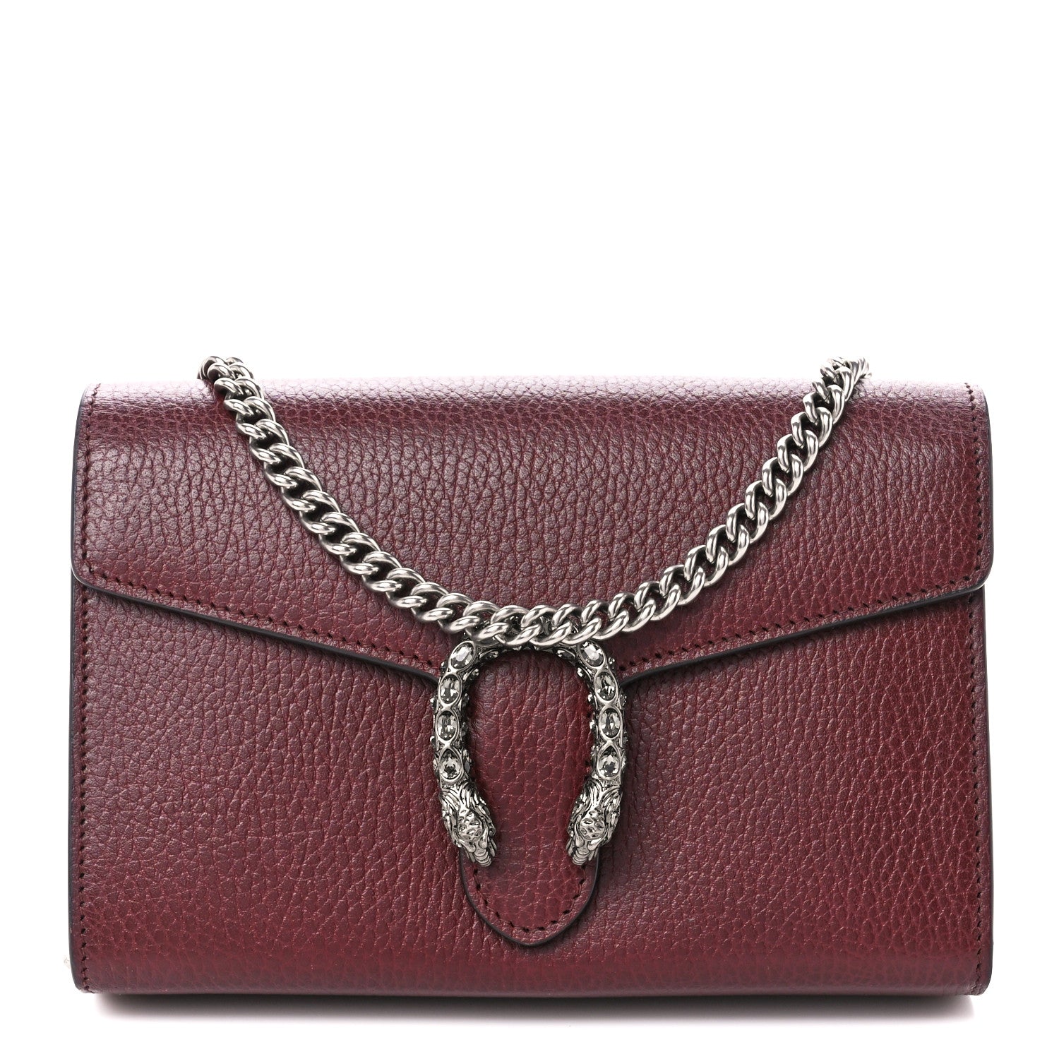 Gucci Dollar Calfskin Crystal Mini Dionysus Chain Wallet Vintage Bordeaux 1 of 11