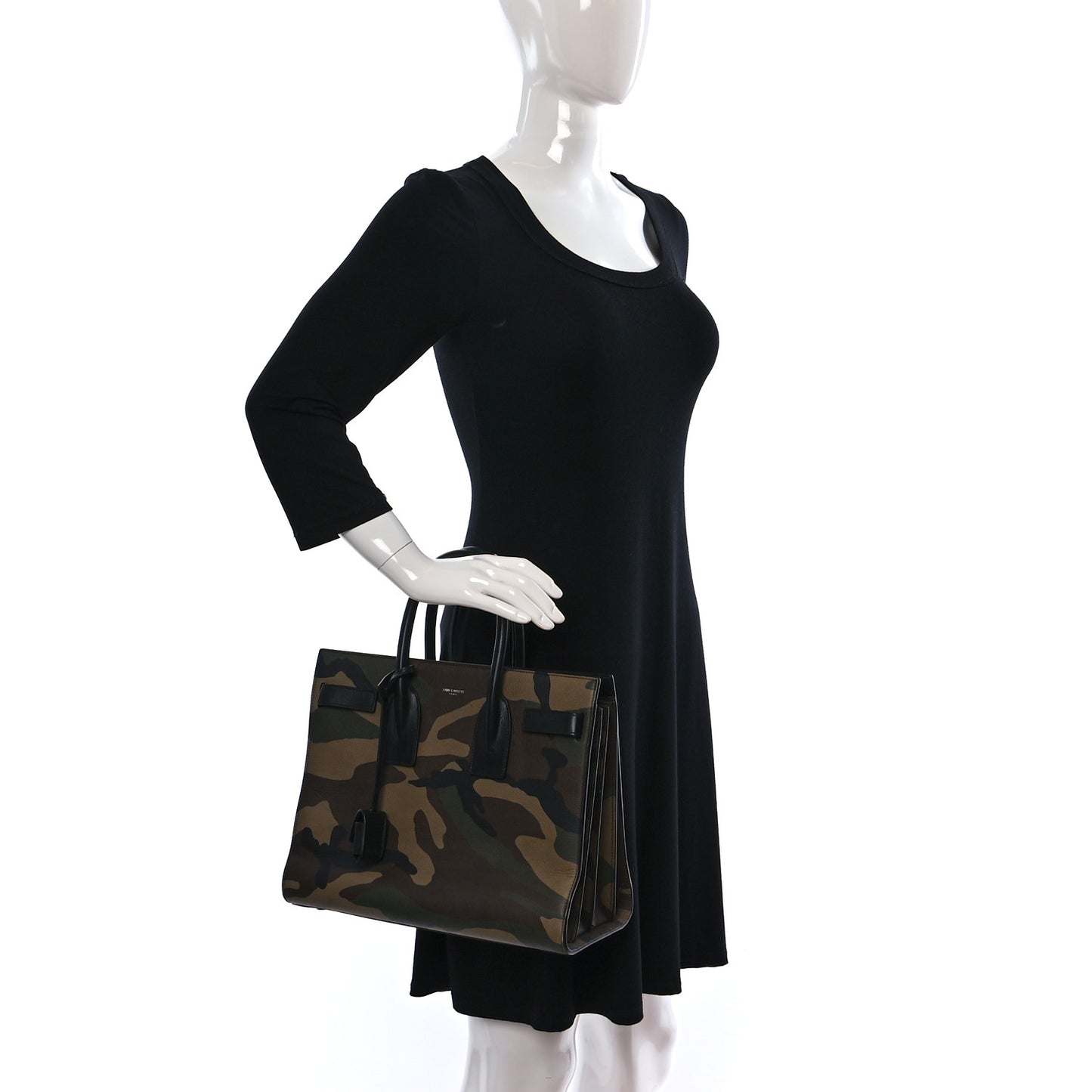 Calfskin Camouflage Small Sac De Jour Kaki Black