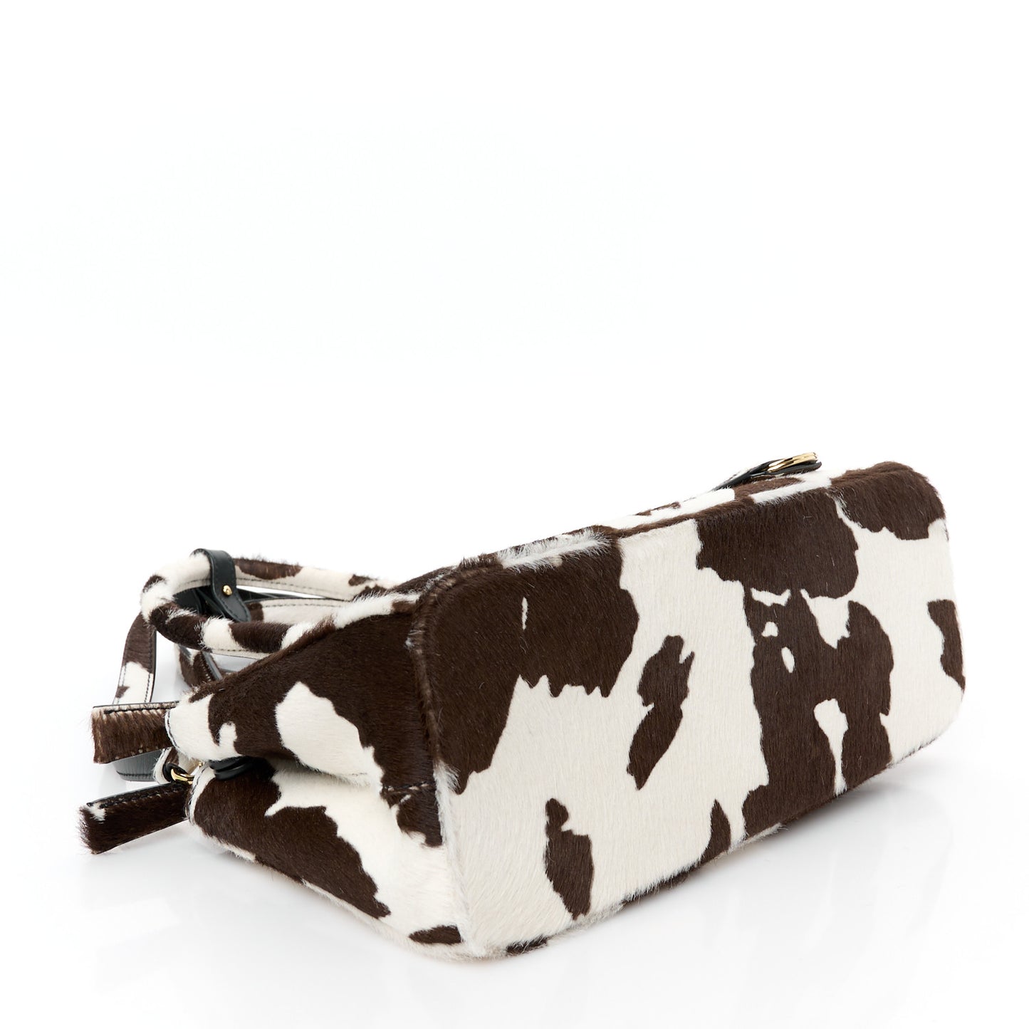 Calf Hair Stampata Cow Medium East West Galleria Double Zip Bag White Moro