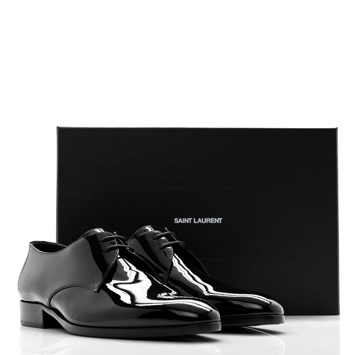Saint Laurent Patent Lace Up Wyatt 25 Derby Shoes 40.5 Black 11 of 11
