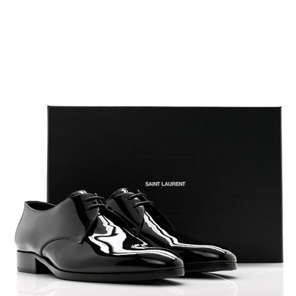 Saint Laurent Patent Lace Up Wyatt 25 Derby Shoes 40.5 Black 11 of 11