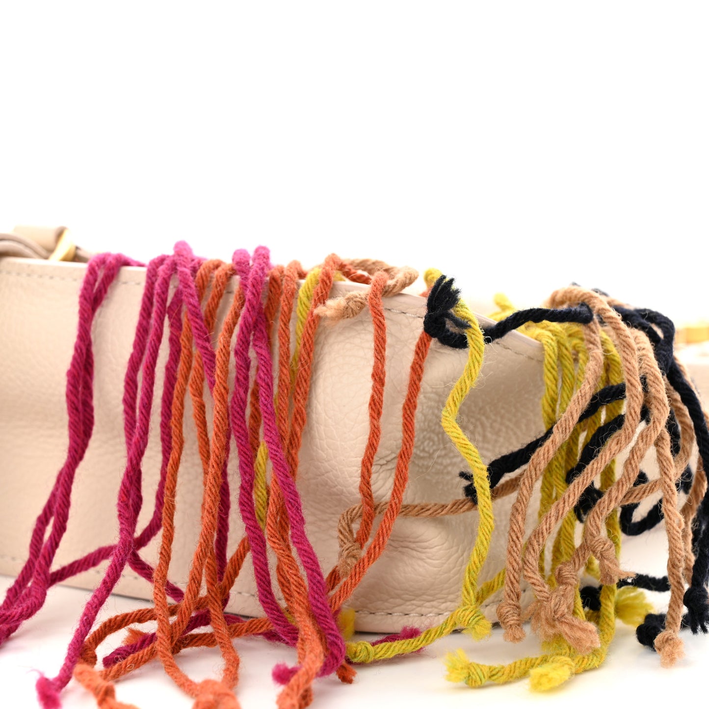 Calfskin Small Fringe Marcie Satchel Nude Multicolor