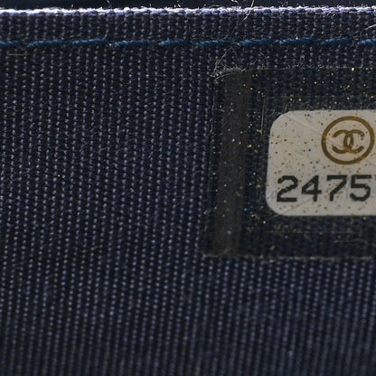 Chanel Metallic Caviar Quilted Small Zipped Boy Pouch Navy 7 of 11
