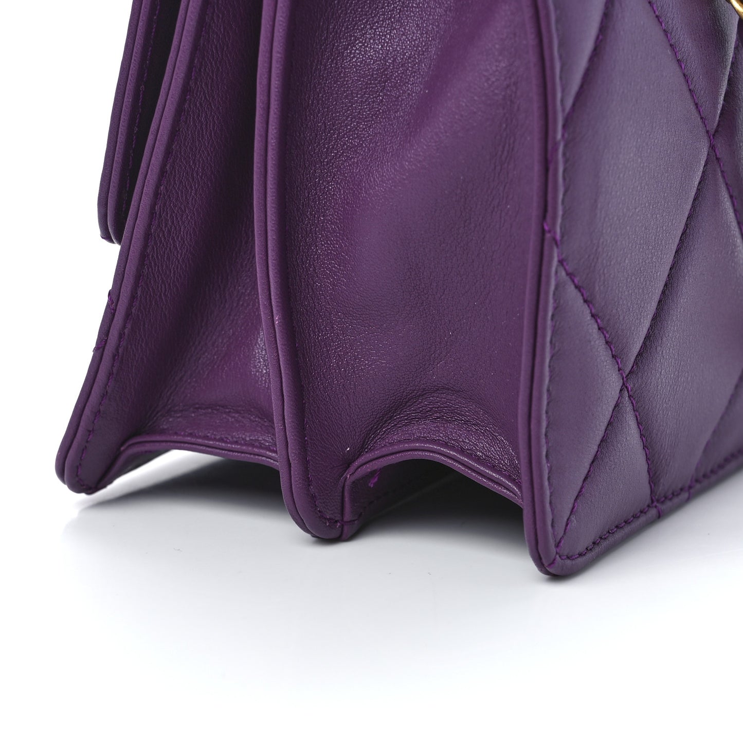Calfskin Resin Quilted Mini Flap Purple