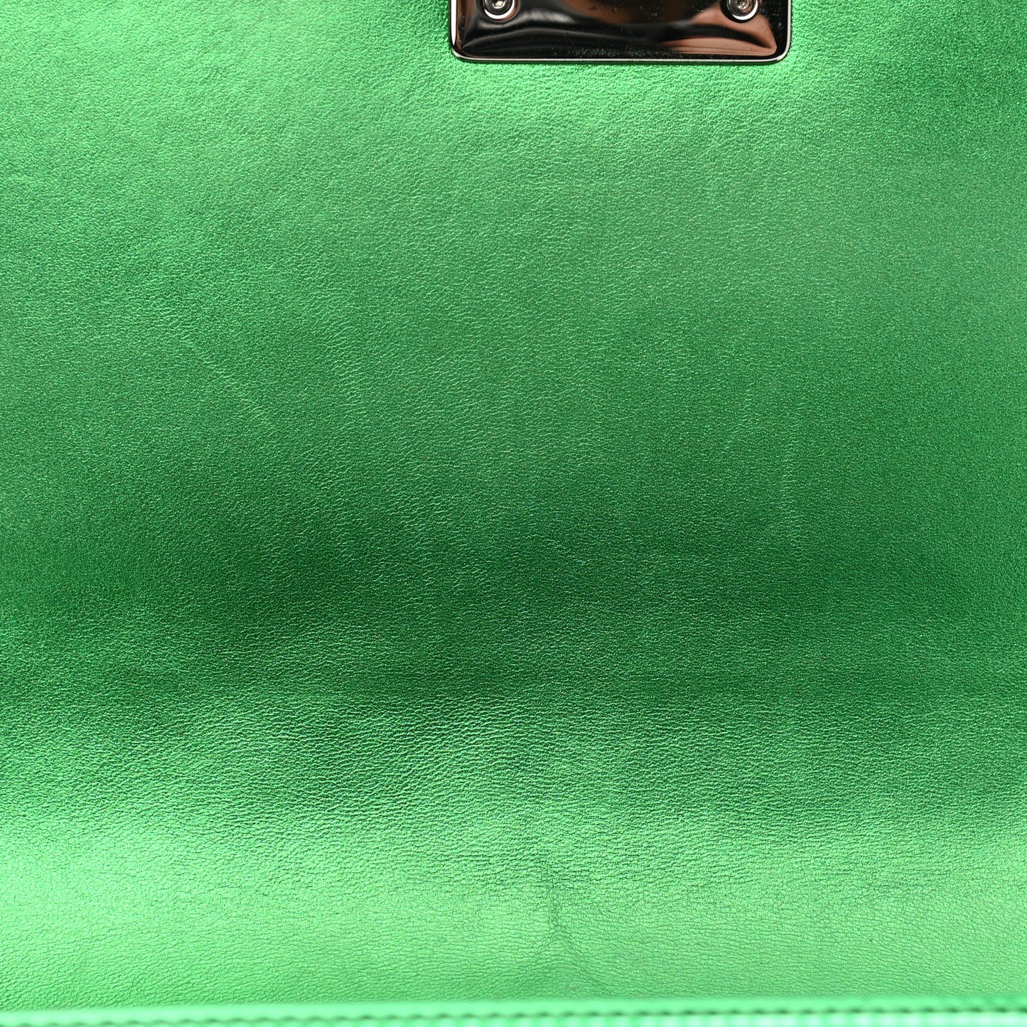 Metallic Patent Calfskin Quilted Medium Boy Flap Green