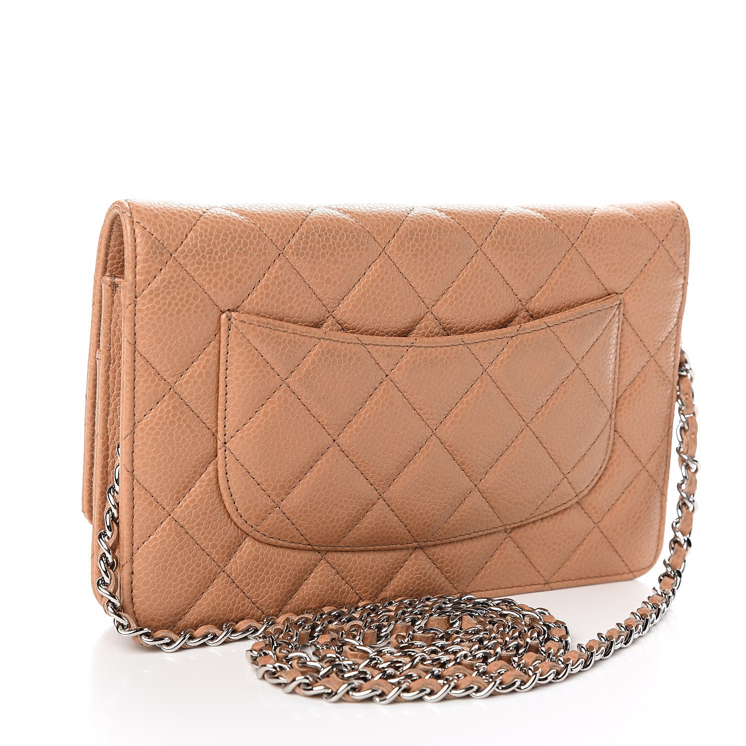 Chanel Caviar Quilted Wallet On Chain WOC Beige 3 of 12