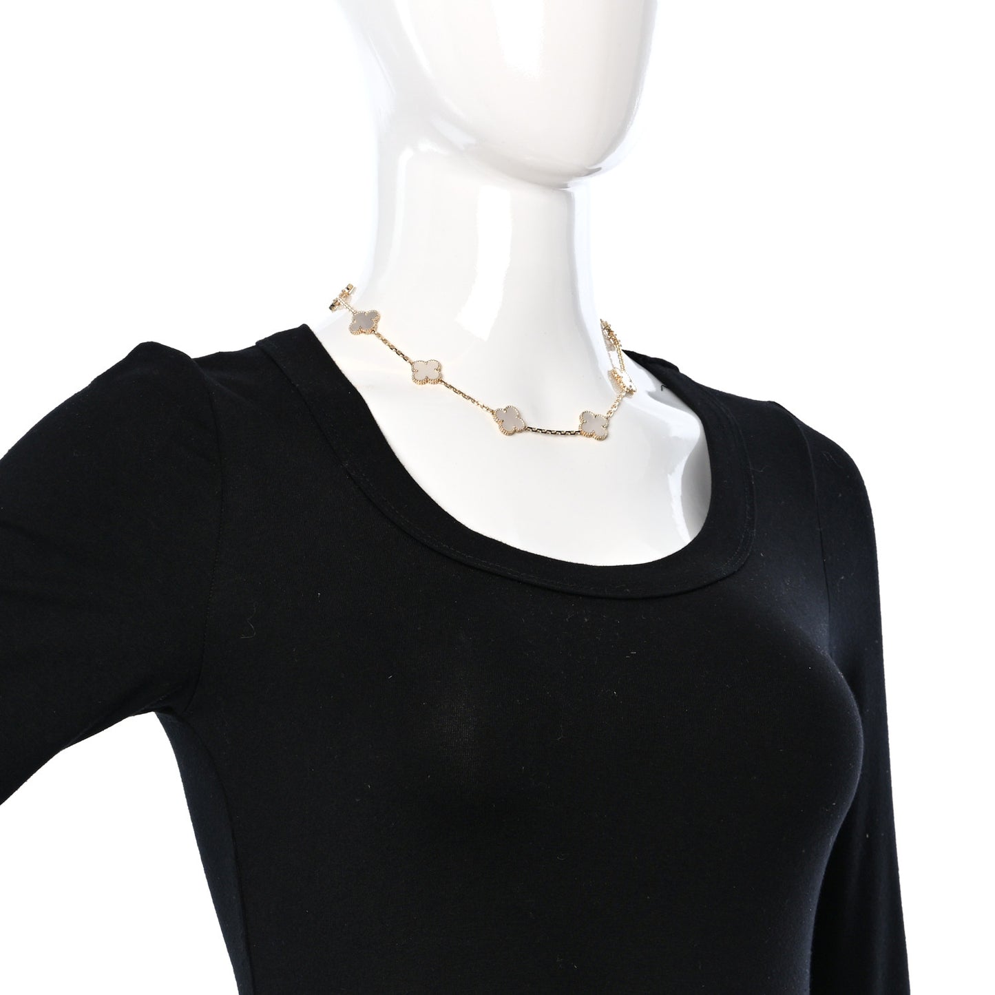 18K Yellow Gold Mother of Pearl 10 Motifs Vintage Alhambra Necklace