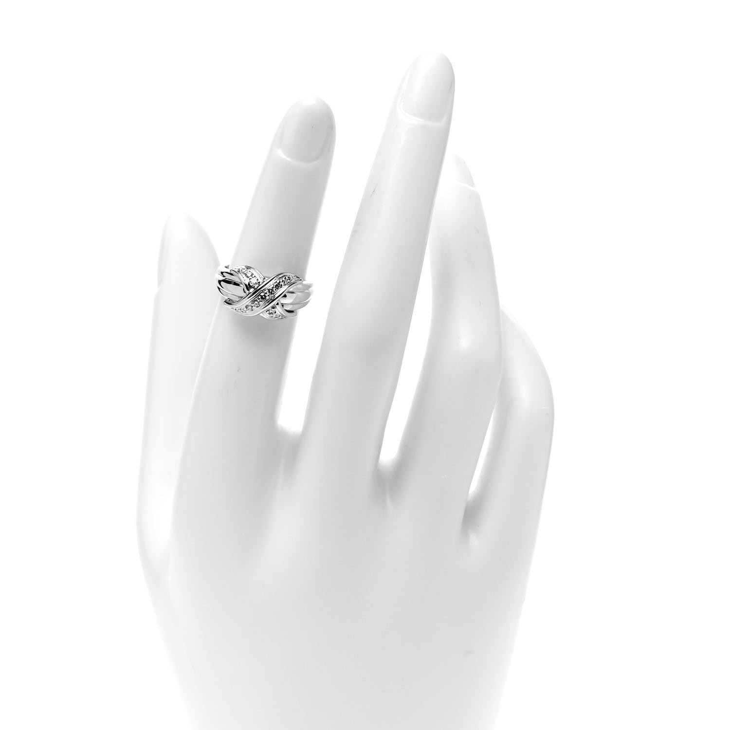 Tiffany 18K White Gold Diamond Signature X Ring 48 4.5 2 of 4