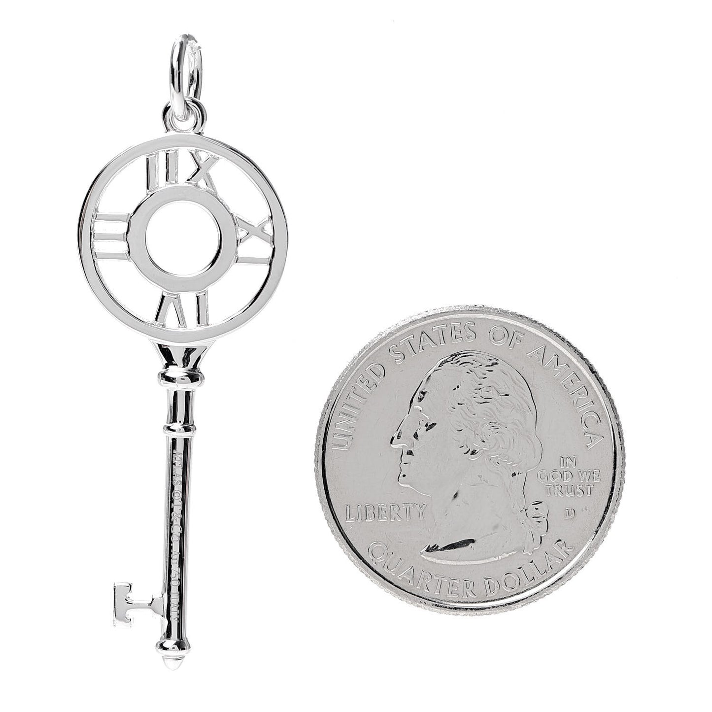 18K White Gold Diamond Atlas Key Pendant