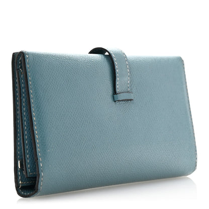 Hermes Epsom Bearn Gusset Wallet Blue Jean 3 of 13