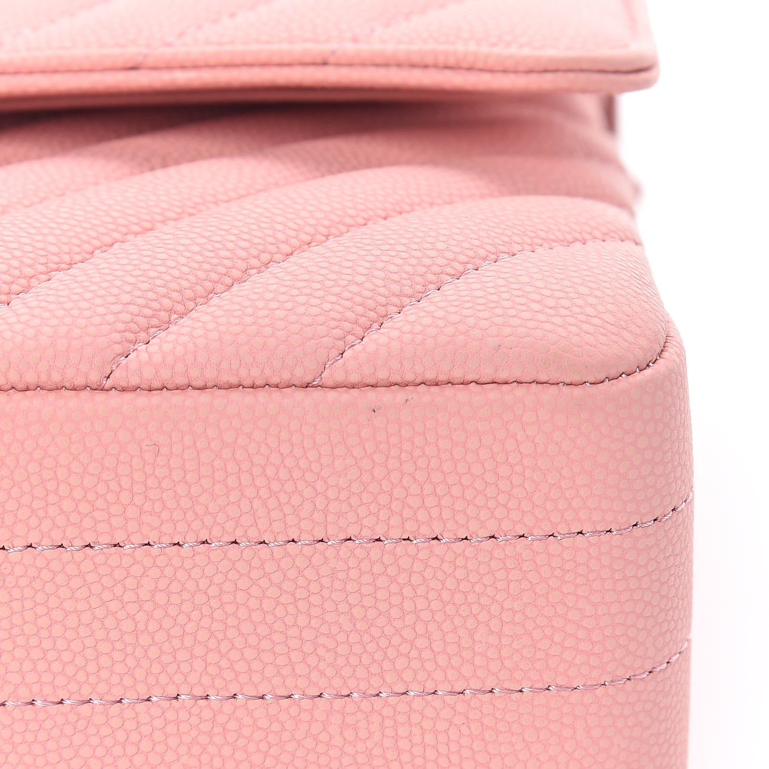 Chanel Caviar Chevron Quilted Medium Double Flap Pink 14 of 18