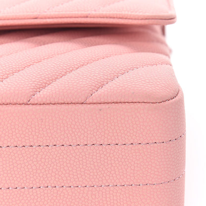 Chanel Caviar Chevron Quilted Medium Double Flap Pink 14 of 18
