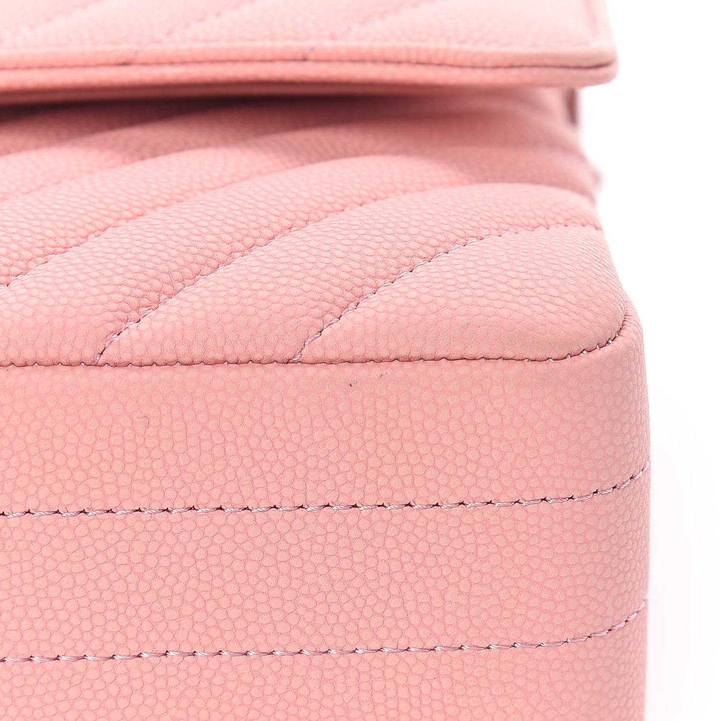 Caviar Chevron Quilted Medium Double Flap Pink