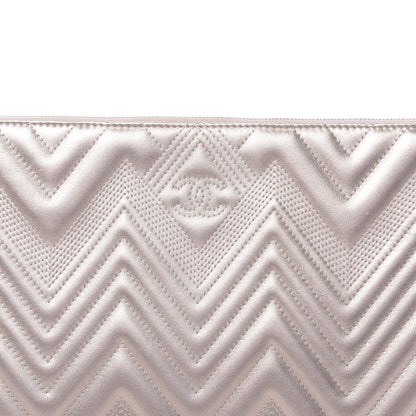 Chanel Metallic Lambskin Chevron Quilted Medium Cosmetic Case Light Pink 10 of 10