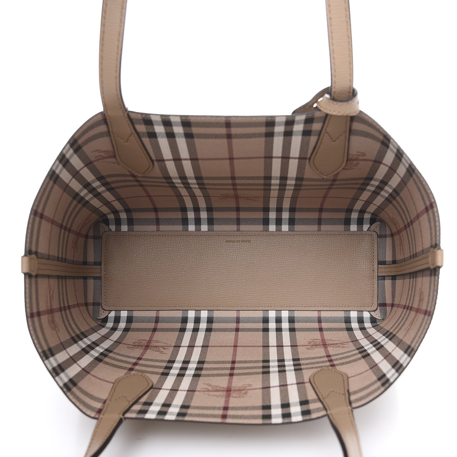 Burberry Grainy Calfskin Haymarket Check Small Reversible Tote Camel 7 of 12