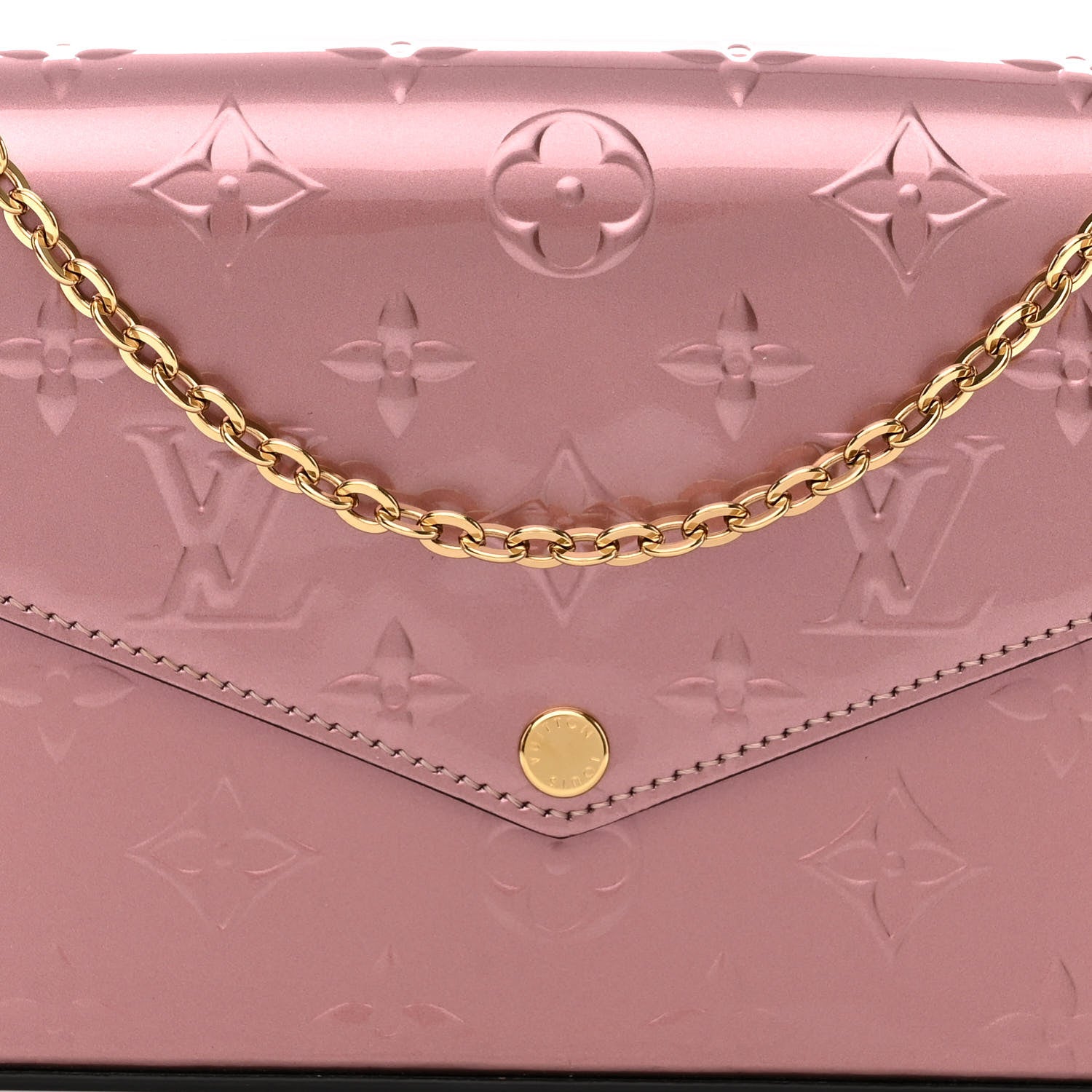 Louis Vuitton Vernis Pochette Felicie Chain Wallet Metallic Pale Pink 10 of 10