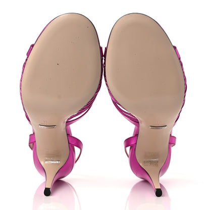 Gucci Metallic Nappa Crawford Knot Slingback Sandals 41 Fuxia 5 of 8