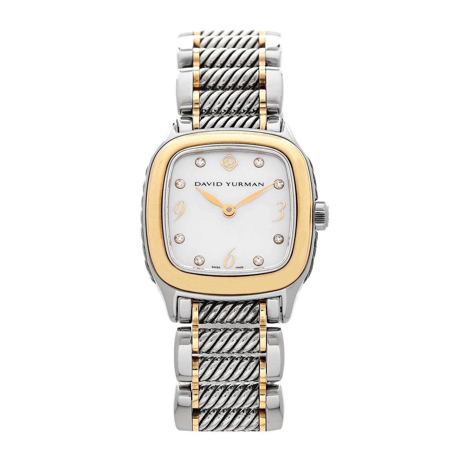 David Yurman Stainless Steel 18K Yellow Gold Diamond Mother of Pearl 25mm Thoroughbred Quartz Watch 1 of 4