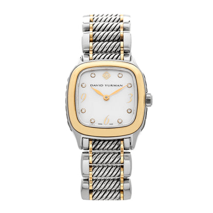 David Yurman Stainless Steel 18K Yellow Gold Diamond Mother of Pearl 25mm Thoroughbred Quartz Watch 1 of 4