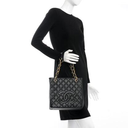 Chanel Caviar Quilted Petit Shopping Tote PST Black 2 of 7