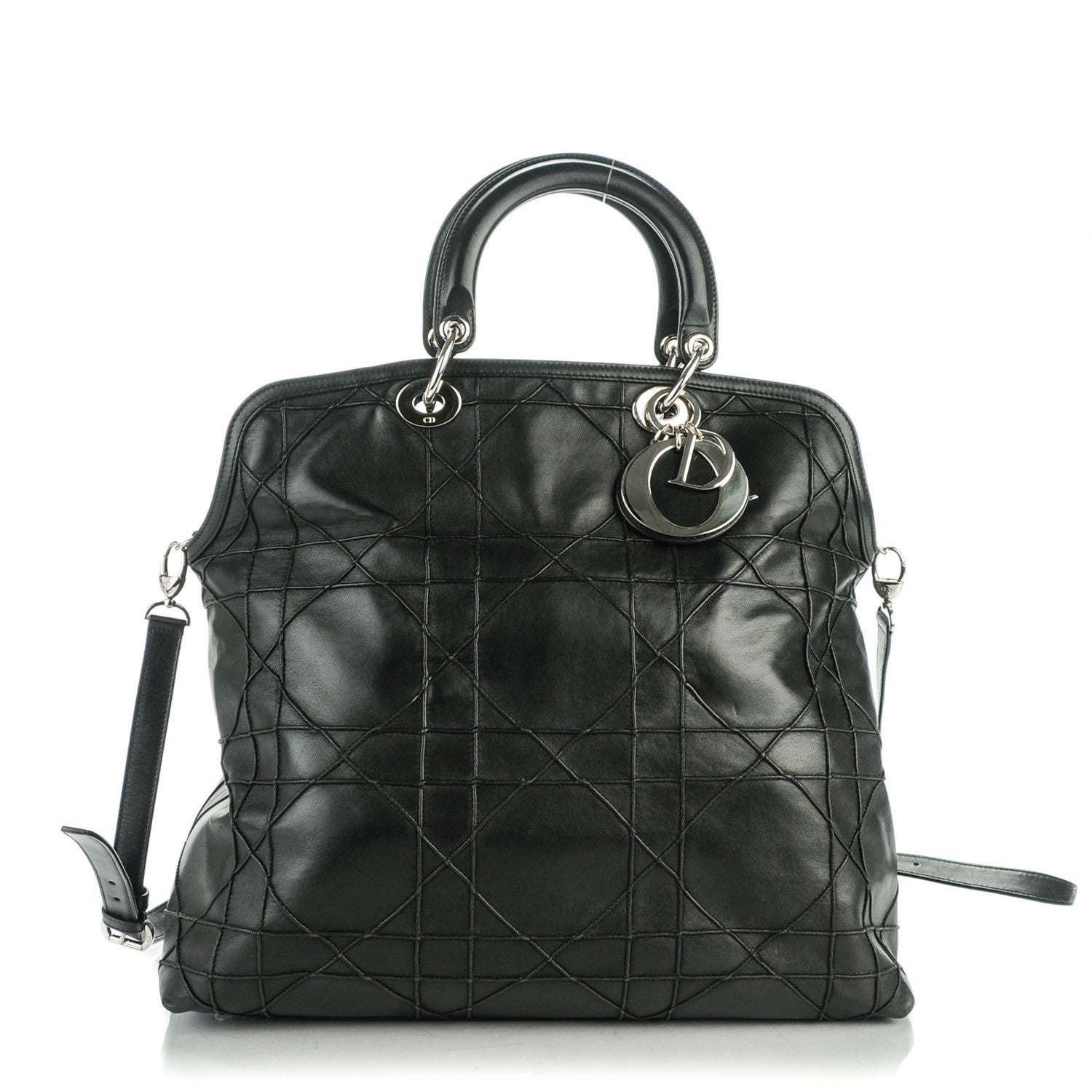 Christian Dior Lambskin Cannage Large Granville Tote Black 1 of 7