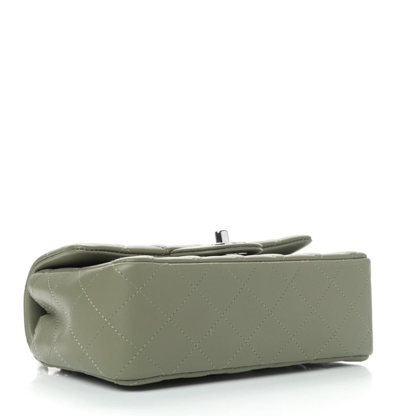 Lambskin Quilted Mini Rectangular Flap Green