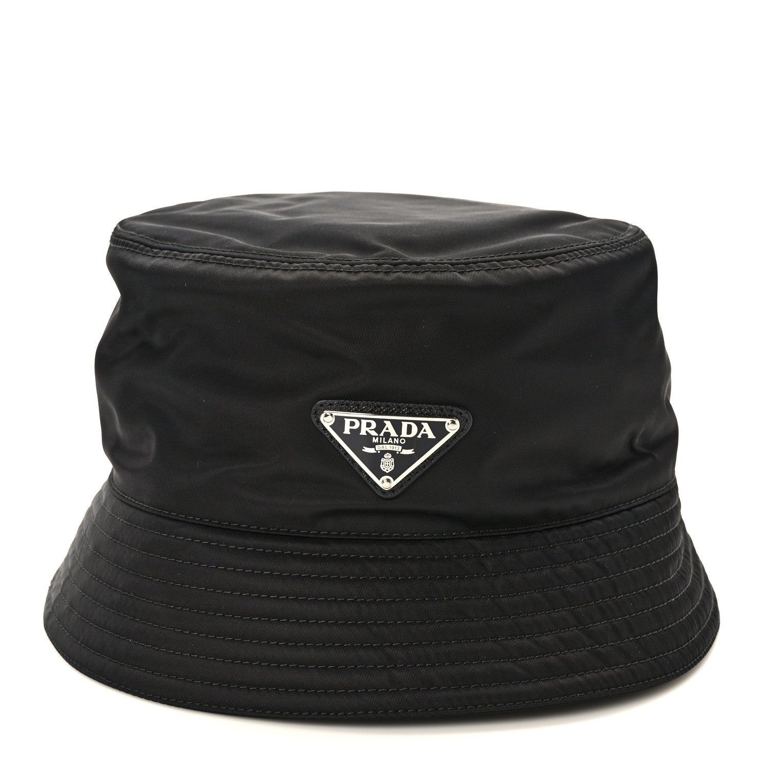 Prada Re-Nylon Metal Triangle Logo Mens Bucket Hat XXL Black 3 of 9