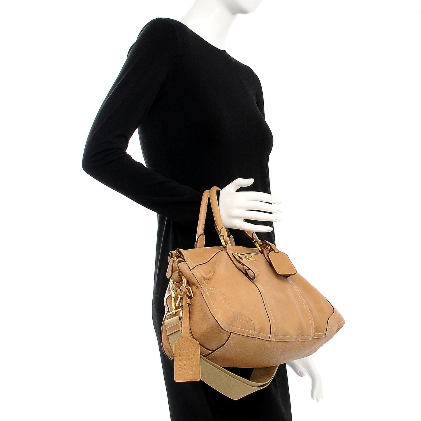 Cervo Deerskin Shopping Satchel Naturale