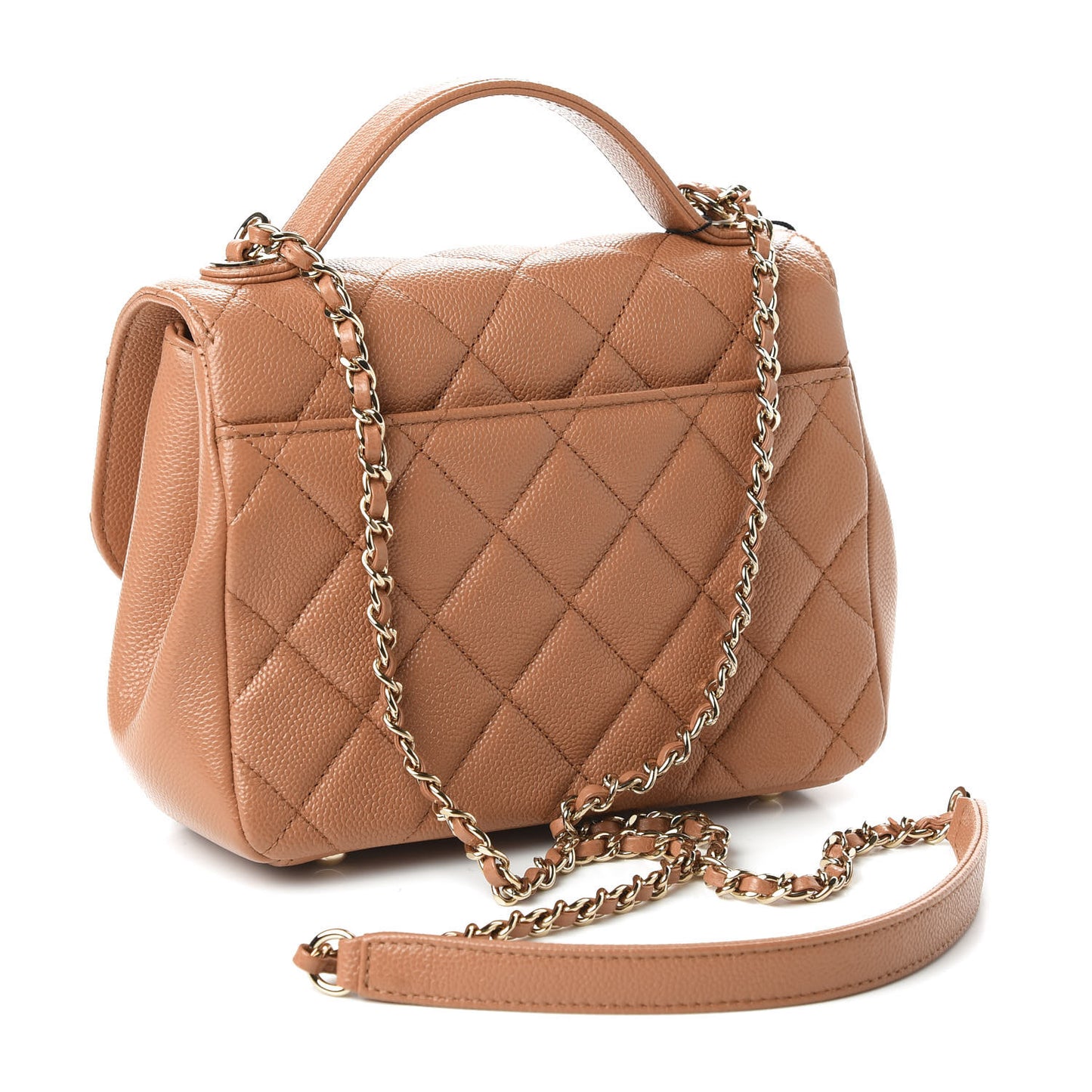 Caviar Quilted Small Business Affinity Flap Camel