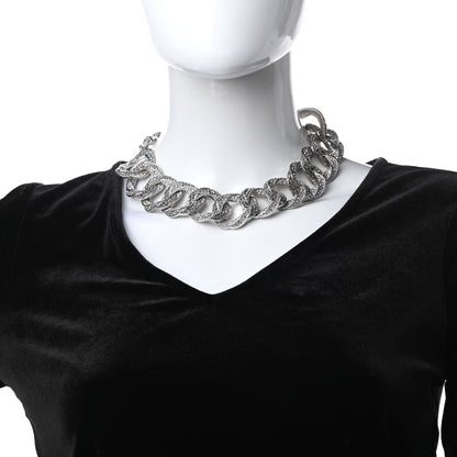 Chanel Crystal CC Chain Link Choker Necklace Silver 2 of 5