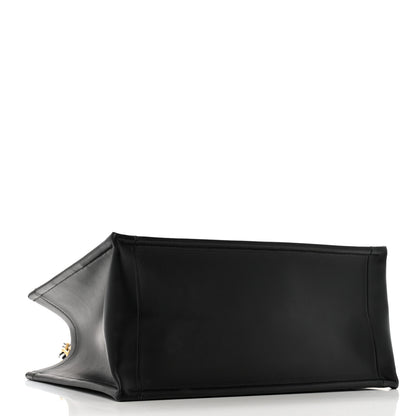 Christian Dior Calfskin Canvas Medium Plan De Paris Book Tote With Strap Black White 4 of 15