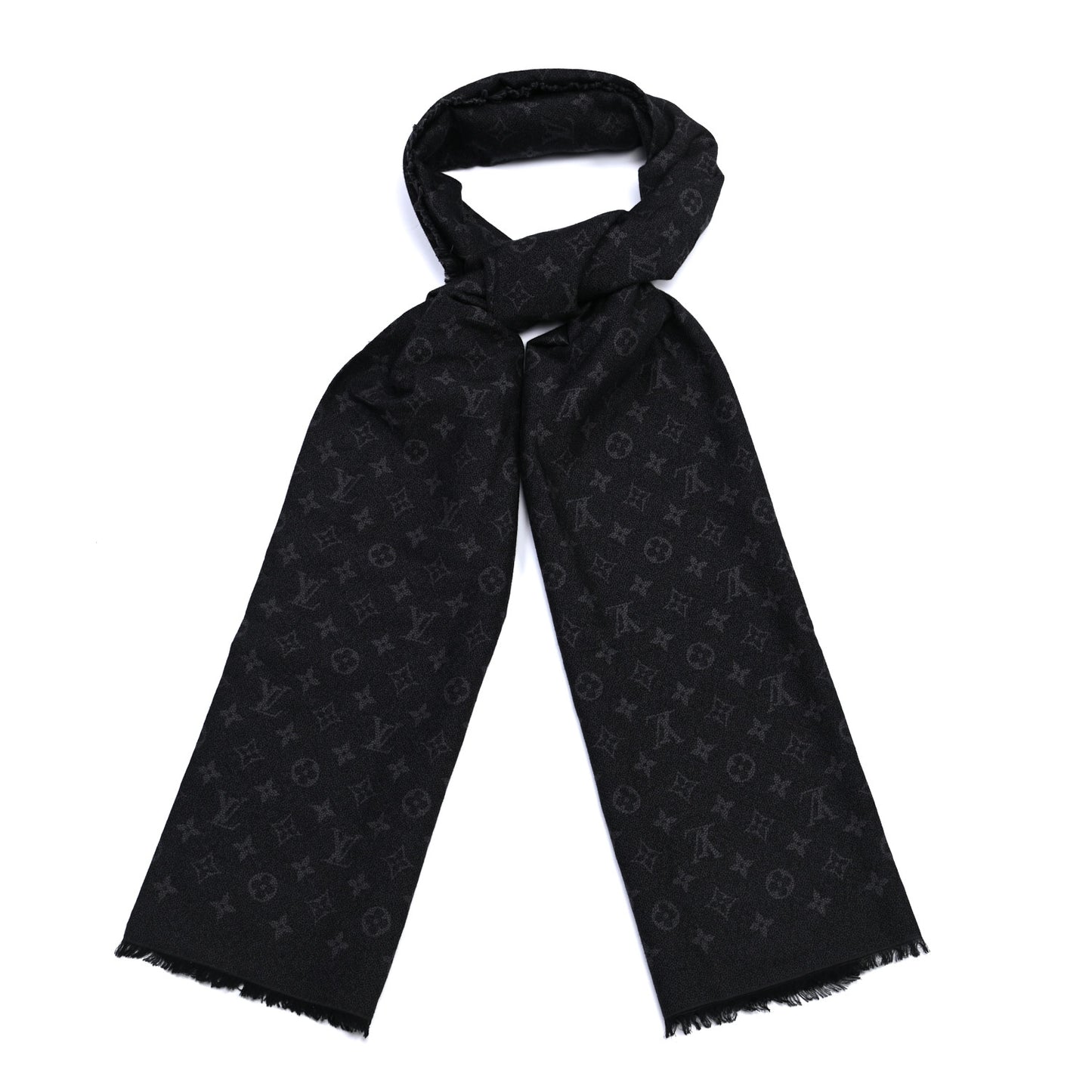 Cotton Monogram Shawl Gray