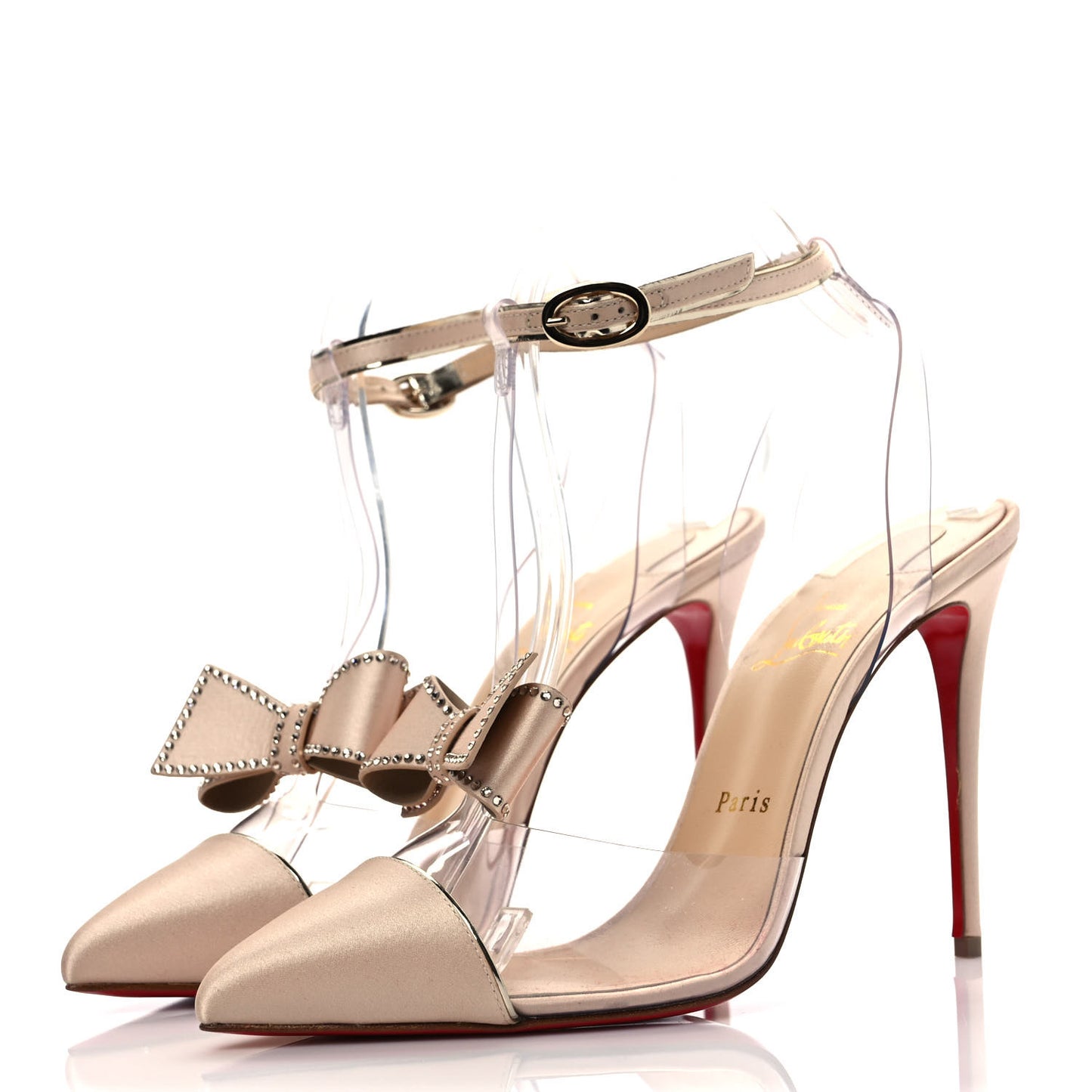 Satin PVC Specchio Naked Bow 100 Pumps 39.5 Version Nude
