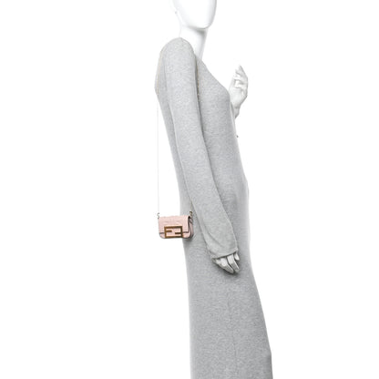 Fendi Nappa Matisse FF Embossed Nano Maxi Buckle Baguette Charm Rosa Quarzo 2 of 10