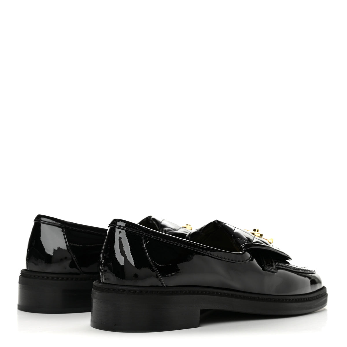 Chanel Patent Quilted CC Turnlock Loafers 38 Black 5 of 10
