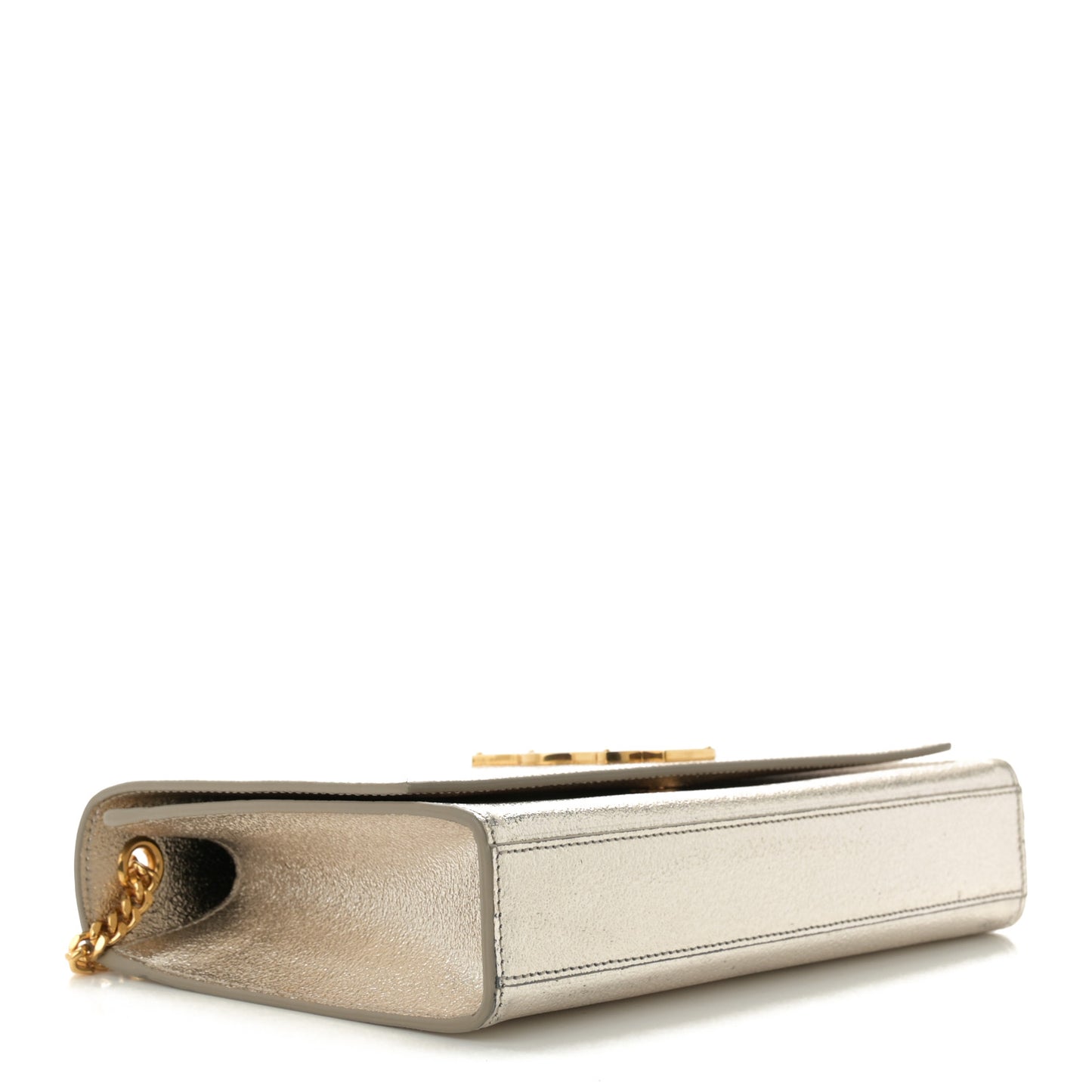 Metallic Calfskin Medium Classic Monogram Kate Satchel Pale Gold