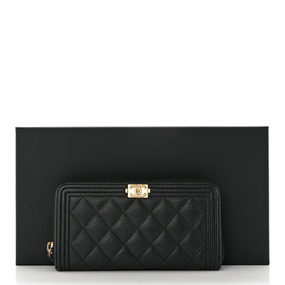 Chanel Caviar Quilted Boy Long Zip Around Wallet Black 9 of 9