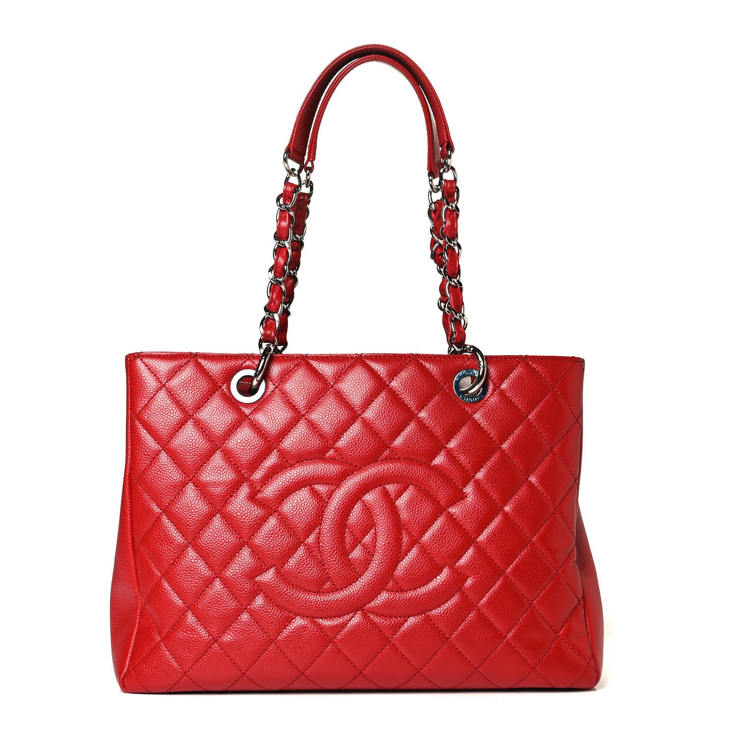 Chanel Caviar Quilted Grand Shopping Tote GST Red 1 of 13
