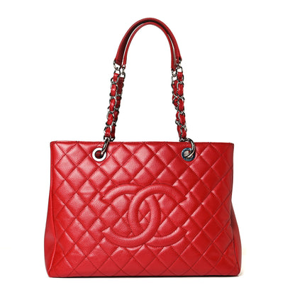 Chanel Caviar Quilted Grand Shopping Tote GST Red 1 of 13