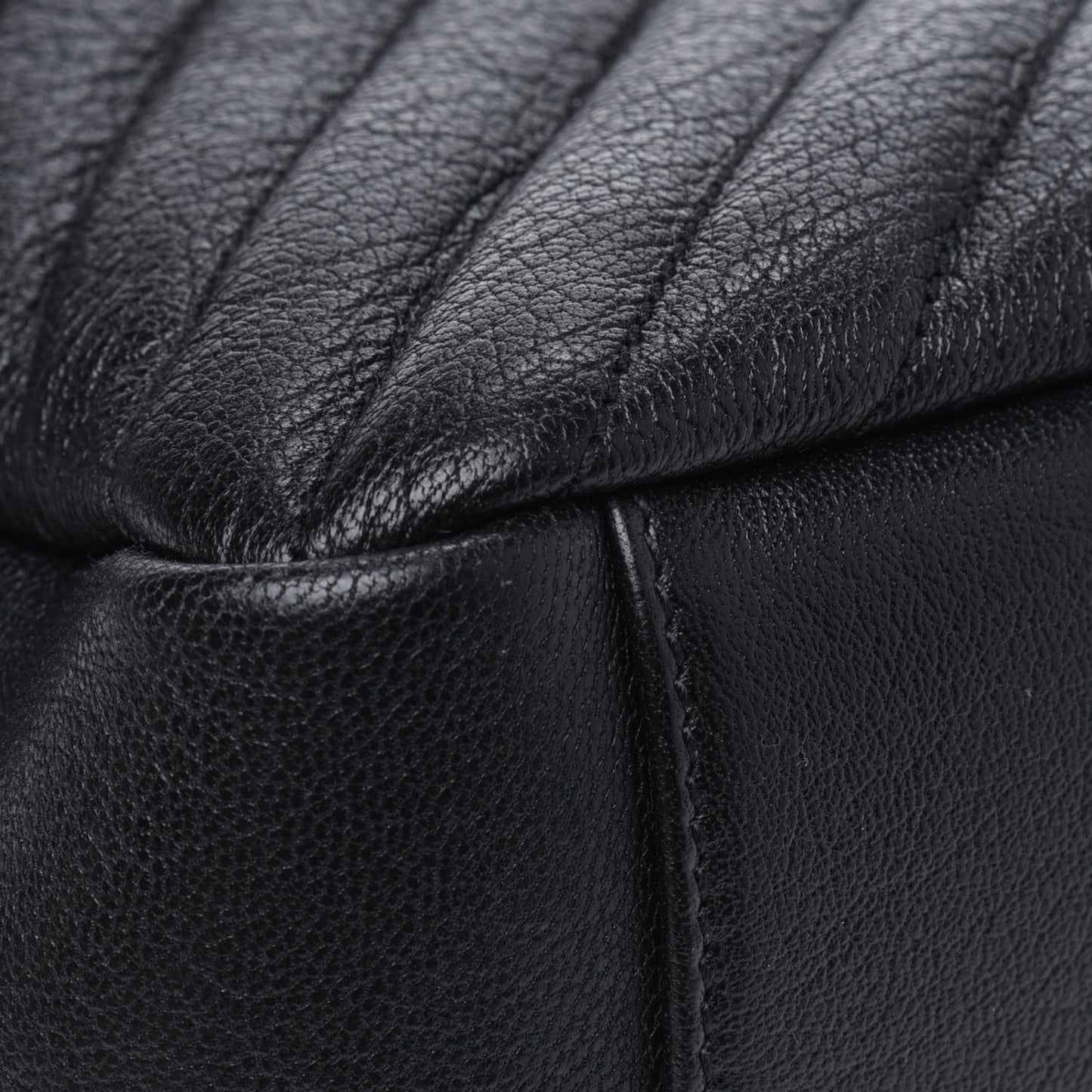 Sheepskin Matelasse Chevron Monogram Monochrome Large College Satchel Black