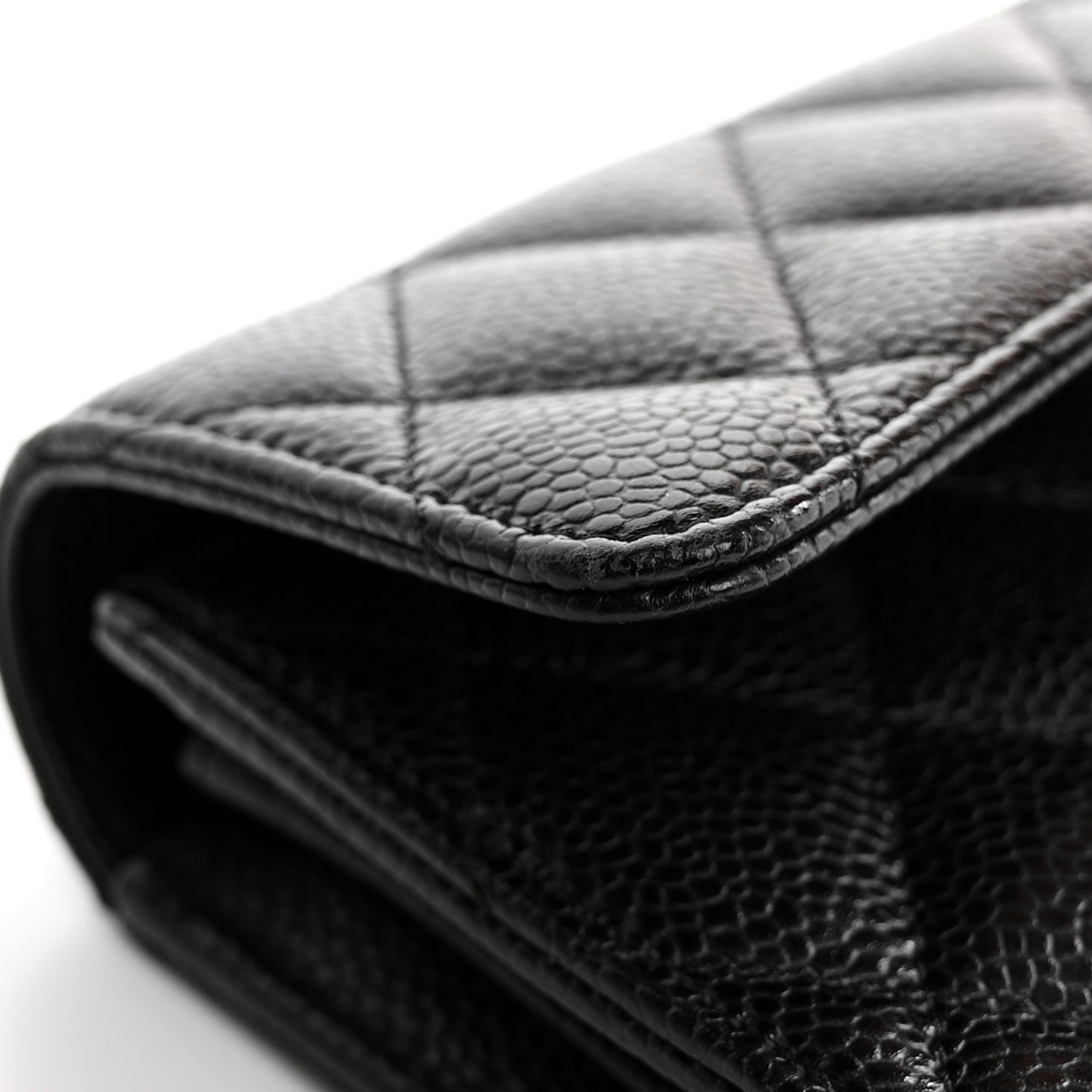 Caviar Quilted Large Gusset Flap Wallet Black