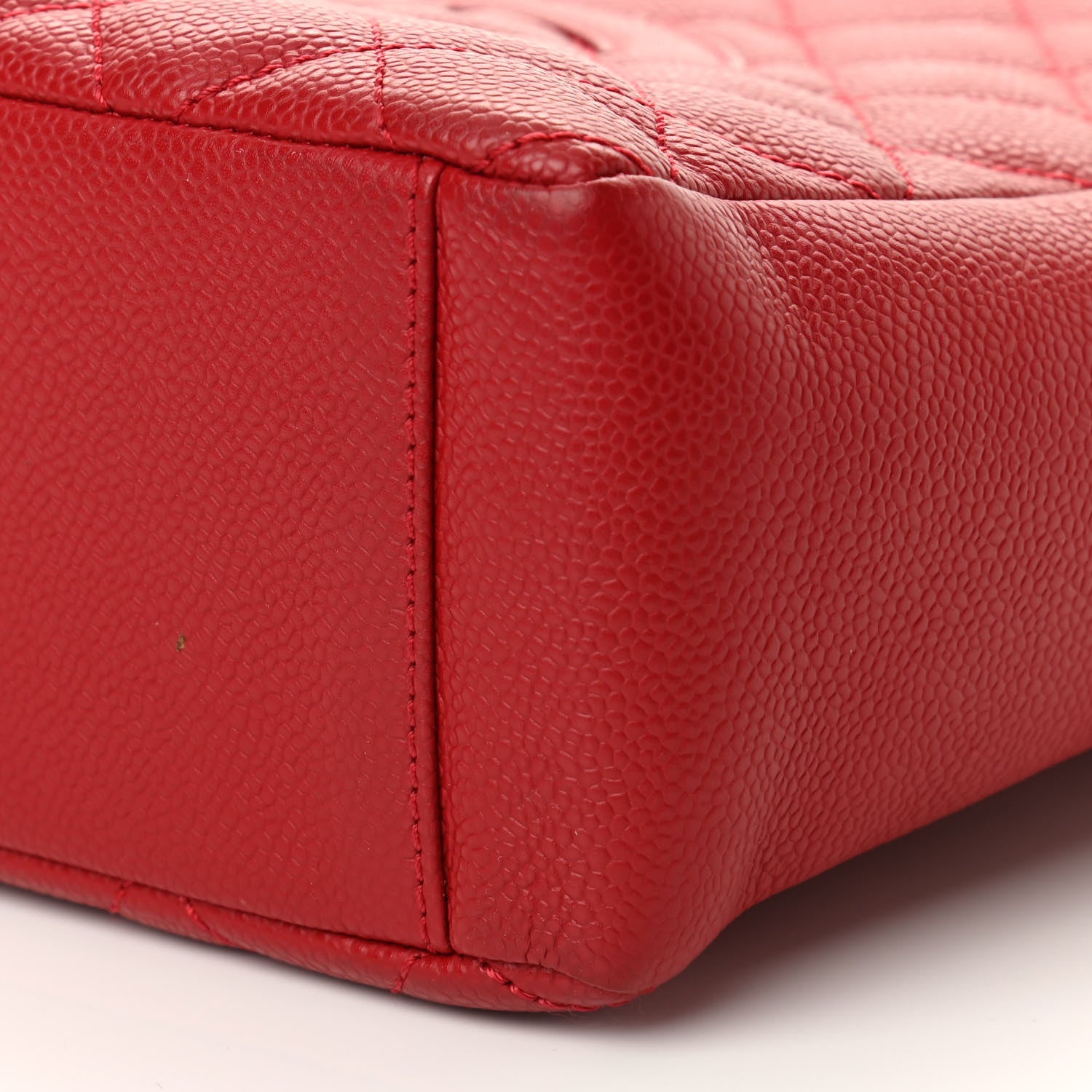 Chanel Caviar Quilted Petit Shopping Tote PST Red 10 of 13
