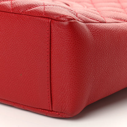 Chanel Caviar Quilted Petit Shopping Tote PST Red 10 of 13