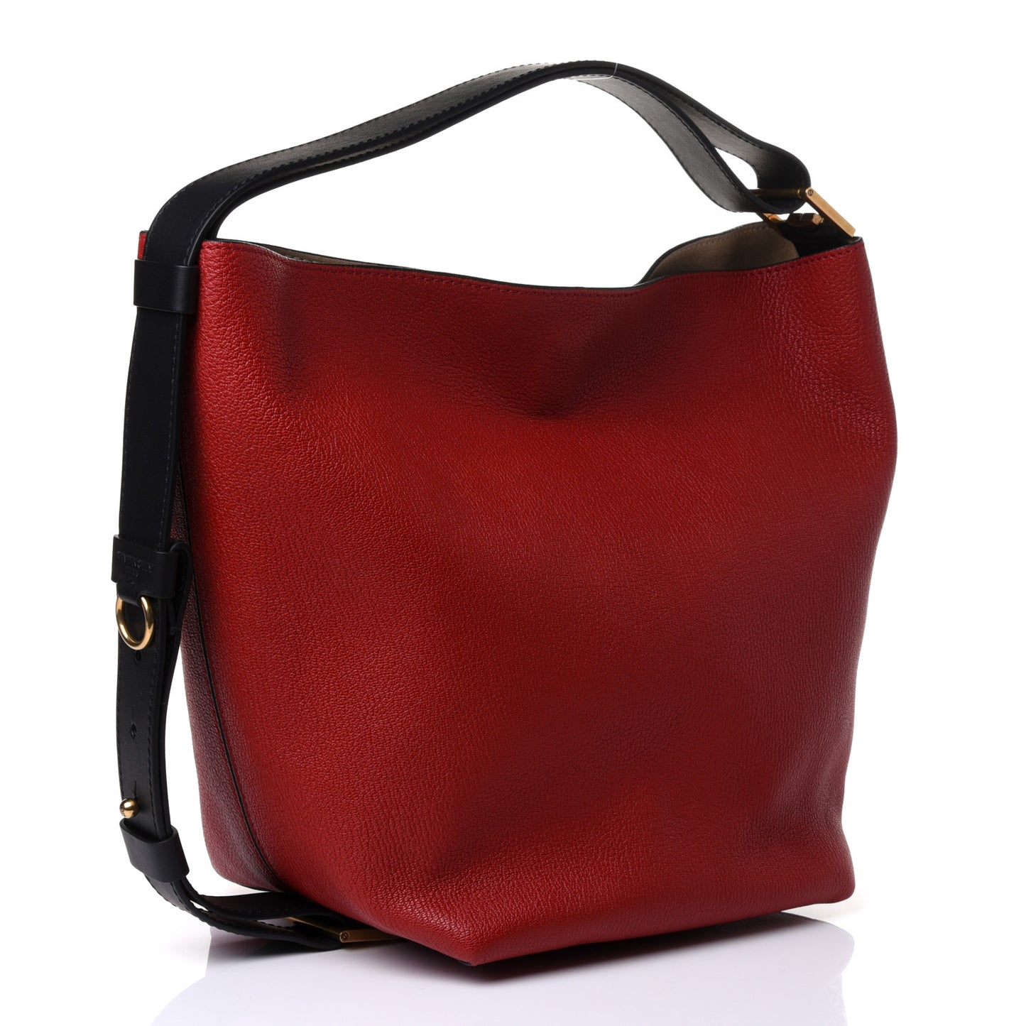 Grained Calfskin GV Bucket Bag Bright Red